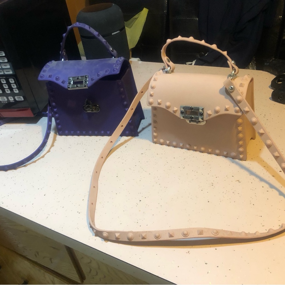 New Studded Top-Handle Crossbody Bag - Purple & Nude 2 for 1 price